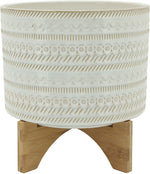 Sagebrook Home 15350-03 11" Tribal Planter with Wood Stand, Beige