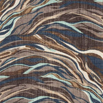 Benzara Machine Made Fabric Rug with Wave Design Pattern, Medium, Blue and Brown
