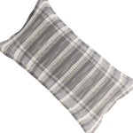 Benzara Rectangular Fabric Throw Pillow with Plaid Pattern, Gray