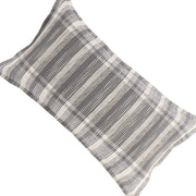 Benzara Rectangular Fabric Throw Pillow with Plaid Pattern, Gray