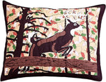 Benzara Sava Microfiber Standard Pillow Sham with Tree and Animal Print, Beige and Brown