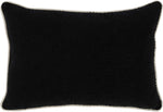 Benzara BM228872 Textured Fabric Throw Pillow with Piping, Black and Cream