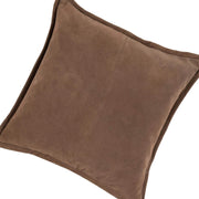 Benzara Square Leatherette Throw Pillow with Flanged Edges, Chestnut Brown