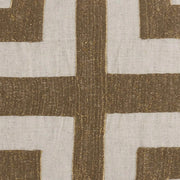 Benzara Embroidered Rectangular Fabric Throw Pillow, White and Gold