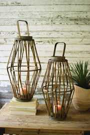 Kalalou CNMR1025 Set Of Two Tall Bamboo Lanterns
