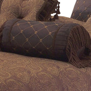 Benzara 9 Piece Queen Polyester Comforter Set with Paisley Pattern Design, Brown