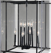 Benzara 9 Light Iron and Acrylic Geometric Chandelier, Black