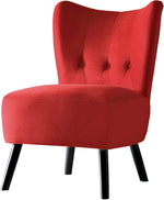 Benzara Upholstered Armless Accent Chair with Flared Back and Button Tufting, Red