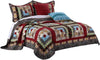 Benzara Thames 5 Piece King Size Cotton Quilt Set with Log Cabin Pattern, Multicolor