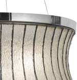 Benzara 3 Bulb Drum Shape Metal and Glass Pendant with Diffuser, Silver and Clear
