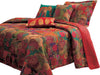 Benzara Tisa 4 Piece Reversible Twin Quilt Set with Floral and Fruit Pattern, Multicolor