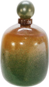 Benzara 16 Inches Glass Jar with Ball Lid, Green and Brown