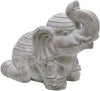 Benzara Polyresin Frame Kneeling Elephant Figurine with Raised Trunk, Gray