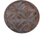 Benzara BM200169 Round Wooden Wall Art with Parquet Pattern, Antique Gray & Brown