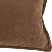 Benzara Rectangle Leatherette Throw Pillow with Flanged Edges, Brown