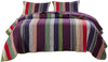 Benzara Rhine 3 Piece Textured King Size Quilt Set with Fabric Bound Edges, Multicolor