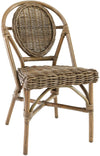 Benzara 20 Inch Rattan Accent Chair with Oval Backrest, Set of 2, Natural