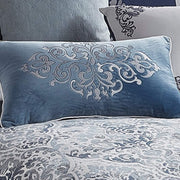 Benzara BM227743 10 Piece King Polyester Comforter Set, Blue & Gray