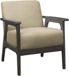 Benzara Fabric Upholstered Accent Chair with Straight Arms, Light Brown