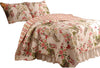 Benzara Atlanta Fabric 3 Piece Queen Size Quilt Set with Butterfly Print,Multicolor