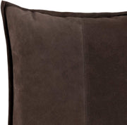Benzara Square Leatherette Throw Pillow with Flanged Edges, Cocoa Brown