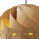 Benzara 60 Watt Swirl Design Wooden Ceiling Pendant, Oak Brown
