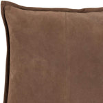 Benzara Square Leatherette Throw Pillow with Flanged Edges, Chestnut Brown