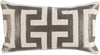 Benzara Embroidered Rectangular Fabric Throw Pillow, White and Gray