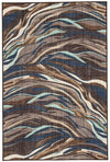 Benzara Machine Made Fabric Rug with Wave Design Pattern, Medium, Blue and Brown