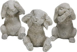 Benzara Polyresin Frame No Hear Speak and See Bunny Figurine, Set of 3, Gray