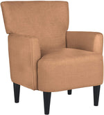 Benzara Fabric Accent Chair with Track Arms and Round Tapered Legs, Brown