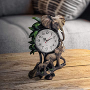 Benzara Polyresin Frame Wall Clock with Elephant Accent, Brown and Green