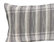 Benzara Rectangular Fabric Throw Pillow with Plaid Pattern, Gray