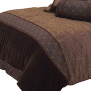 Benzara 9 Piece Queen Polyester Comforter Set with Paisley Pattern Design, Brown
