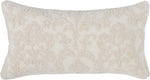 Benzara Rectangular Hand Embroidered Fabric Throw Pillow, White