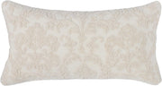 Benzara Rectangular Hand Embroidered Fabric Throw Pillow, White