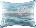 Benzara Maritsa King Size Rectangular Fabric Sham with Coastal Prints, Blue