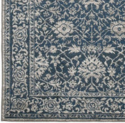 Benzara Machine Woven Fabric Rug with Floral Vine Pattern, Medium, Brown and Gray