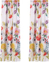 Benzara Meuse Floral Pattern Fabric Curtain Panel with Tie Backs, Set of 4, Multicolor