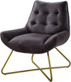 Benzara Leatherette Accent Chair with Tufted Backrest and Metal Base,Black and Gold