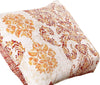 Benzara Seine Fabric Standard Pillow Sham with Damask Print, White and Orange