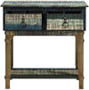 Benzara 2 Drawer Wooden Hall Console with Distressed Look, Multicolor