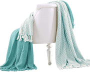 Benzara Amalfi Cotton Throw with Mosaic Pattern, Set of 2, Blue