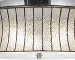 Benzara 3 Bulb Drum Shape Metal and Glass Pendant with Diffuser, Silver and Clear