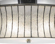 Benzara 3 Bulb Drum Shape Metal and Glass Pendant with Diffuser, Silver and Clear