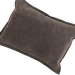 Benzara Rectangular Leatherette Throw Pillow with Flanged Edges, Gray