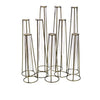 Benzara 9 Glass Tube Cluster Vase with Sleek Metal Frame Support, Brass and Clear
