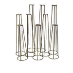 Benzara 9 Glass Tube Cluster Vase with Sleek Metal Frame Support, Brass and Clear
