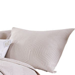 Benzara 3 Piece Microfiber Full Size Quilt Set with Geometric Print, Cream