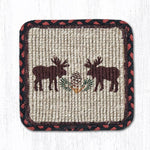 Earth Rugs WW-19 Moose/Pinecone Wicker Weave Coaster 5``x5``